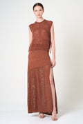Luxe Long Skirt in Brick