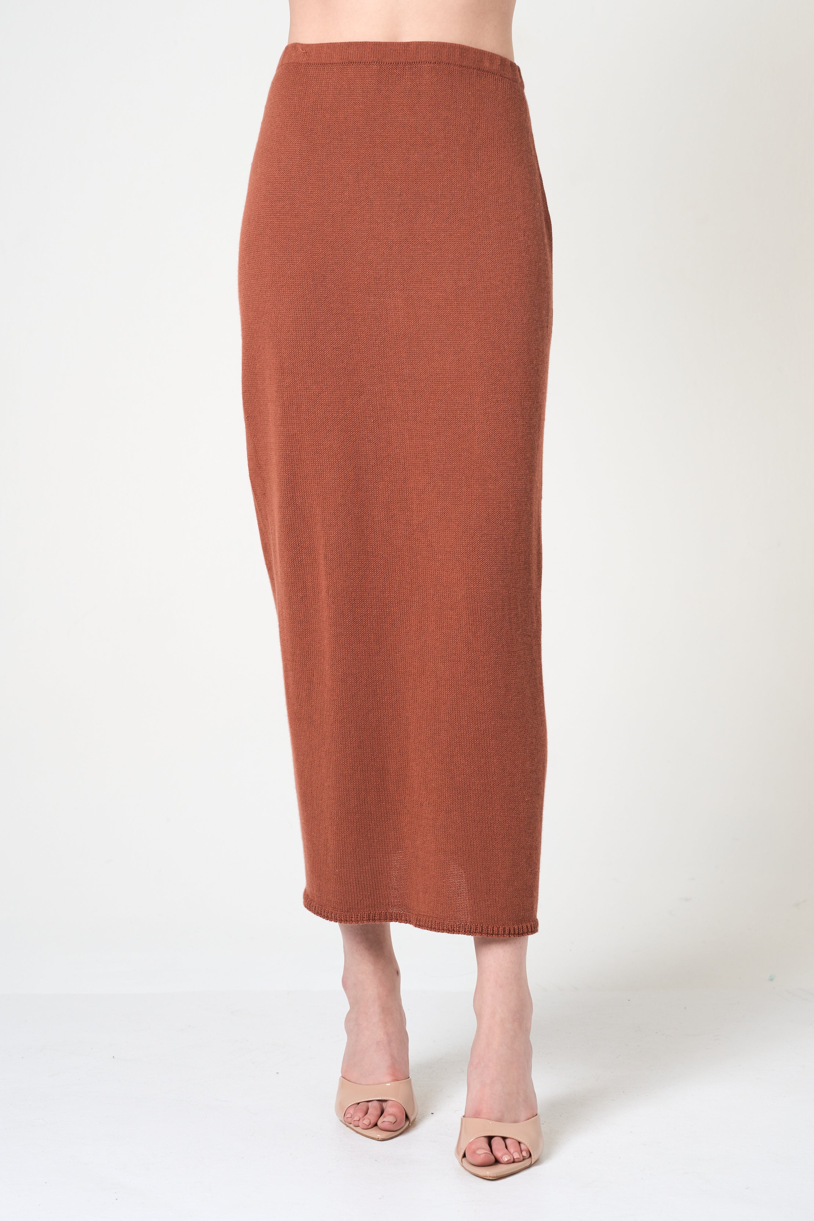 Midi Pencil Skirt in Brick
